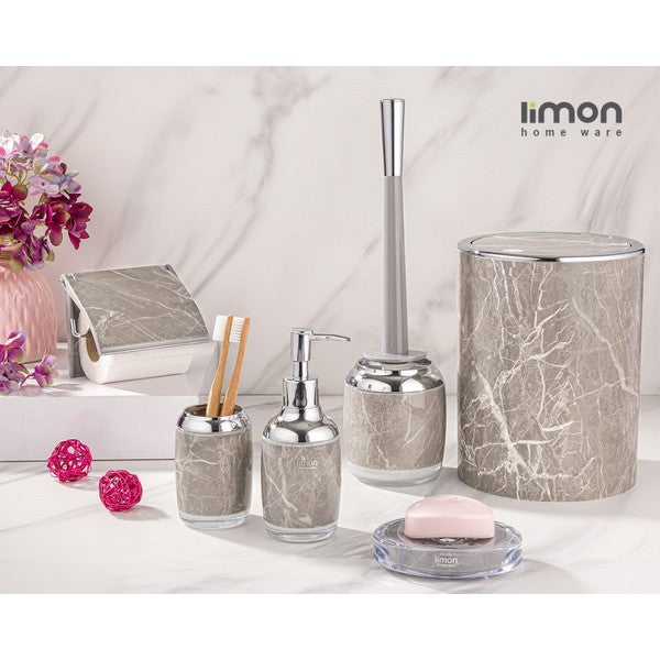 Gray Marble Design Bathroom Set (6 Pieces)