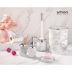 White Marble Design Bathroom Set (6 Pieces)