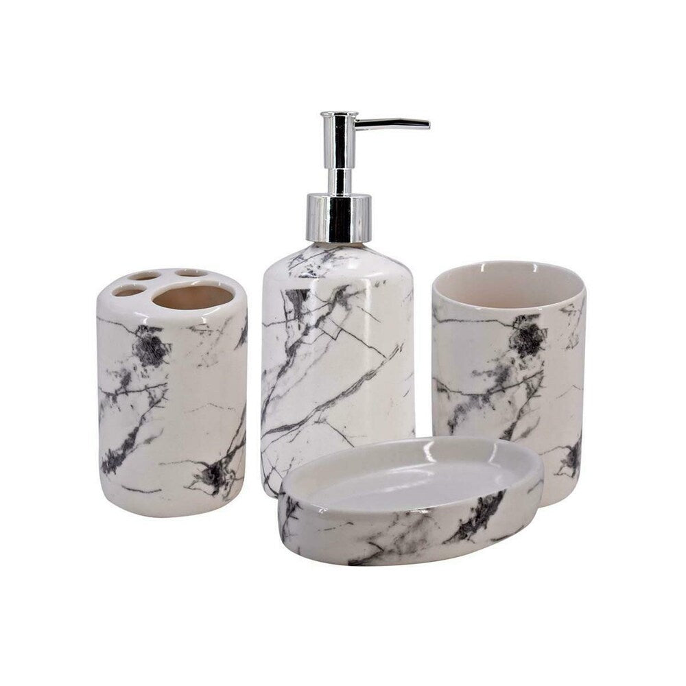 White Abstract Design Bathroom Set