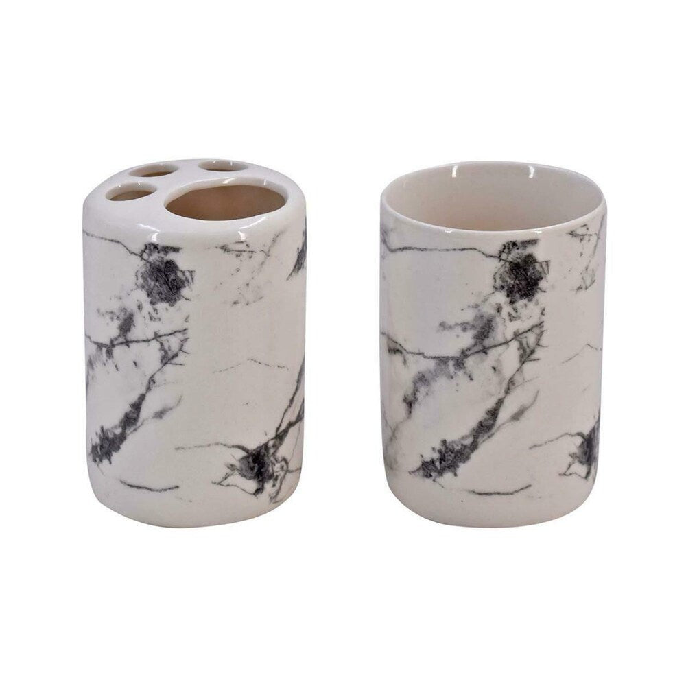 White Abstract Design Bathroom Set