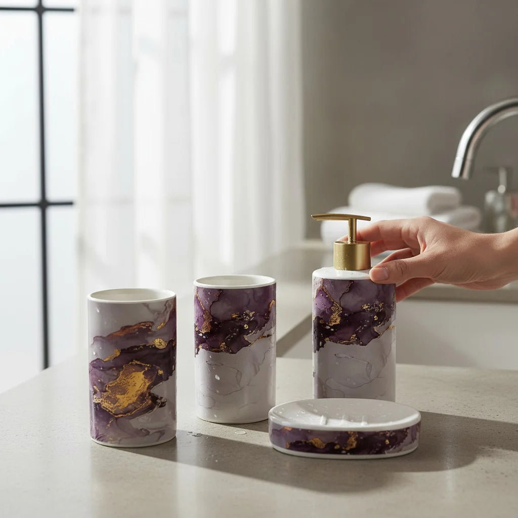 Aurora Amethyst Ceramic Bath Set