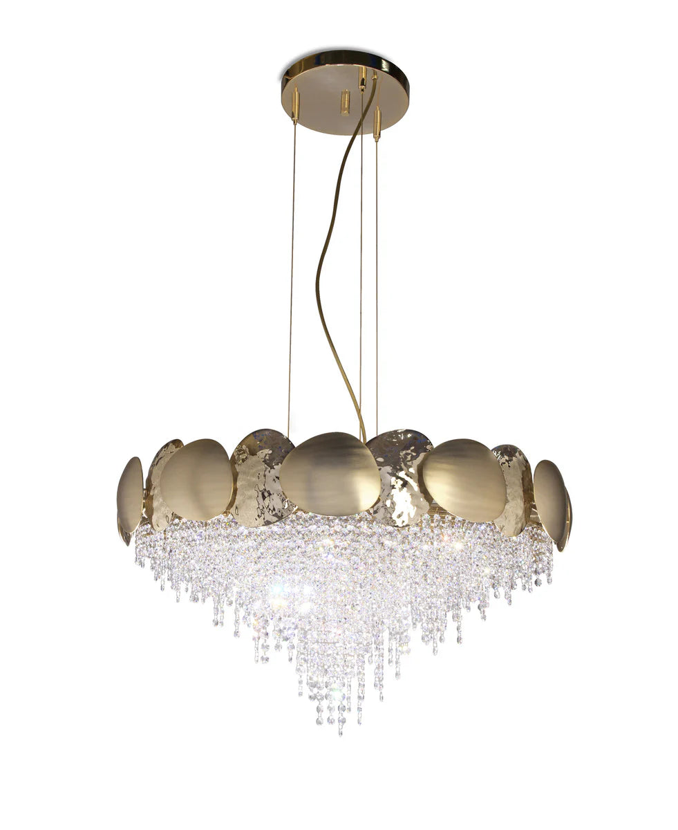 Round hammered Crystal Chandelier