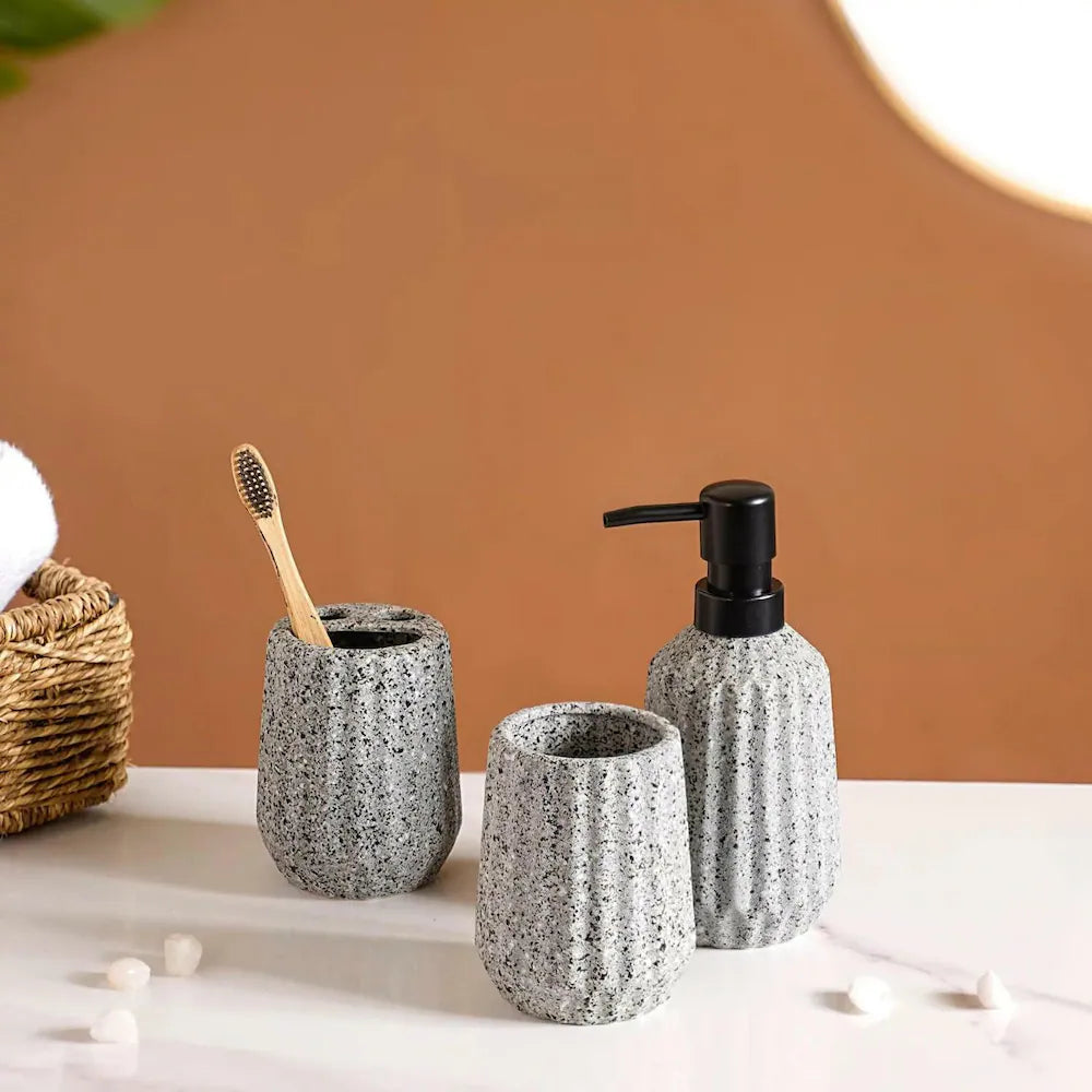 Stone Finish Round Bathroom Set