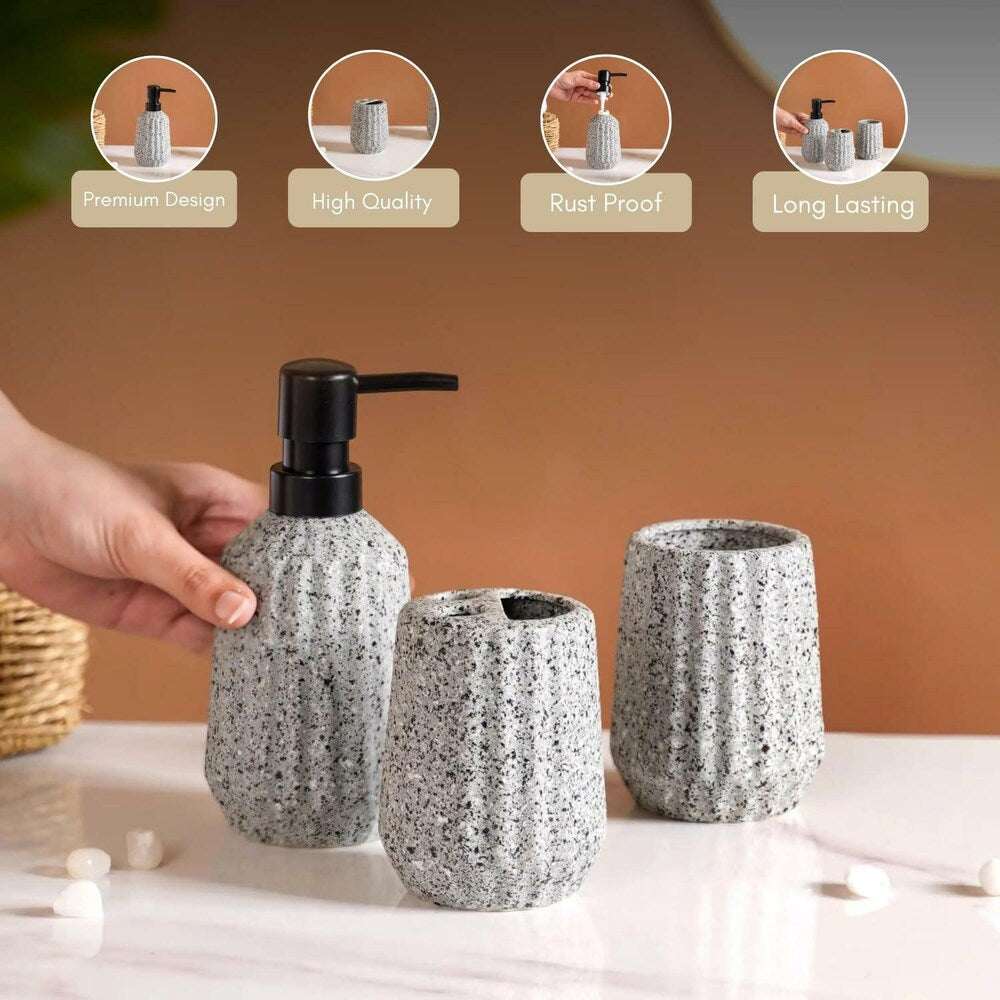 Stone Finish Round Bathroom Set