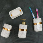 Marble Design Golden Starp Bathroom Set