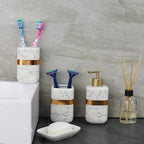 Marble Design Golden Starp Bathroom Set