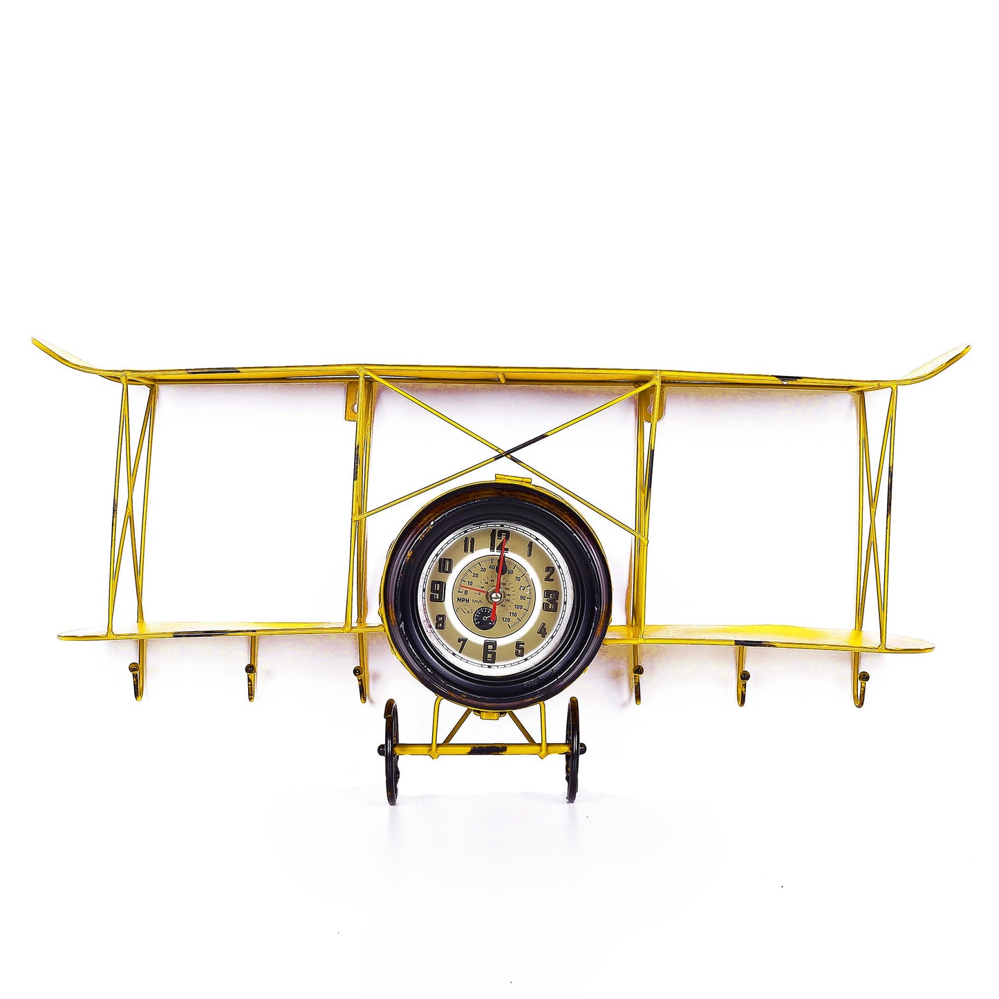 Old Jet Design Metal Clock & Wall Key Holder