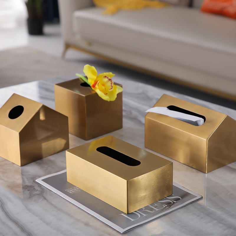 Gilded Brass Metal Tissue Box