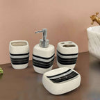 White & Grey Striped Bathroom Set
