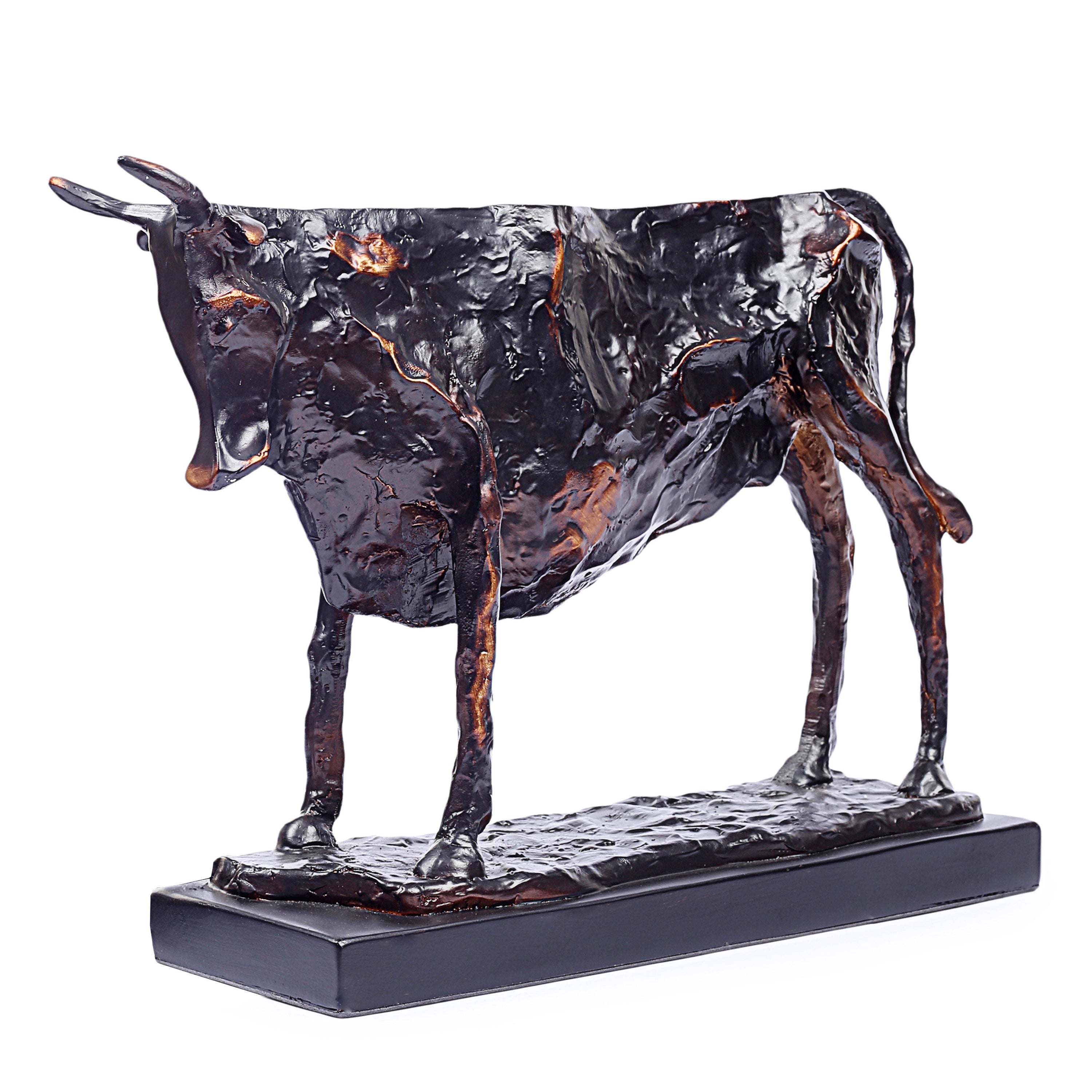 Modern Abstract Fortune Cow Statue Resin Table Sculpture (Set Of 2)